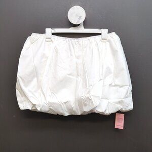PrettyLittleThings Cotton Poplin Puffball Plain Mini Skirt US 12 White
